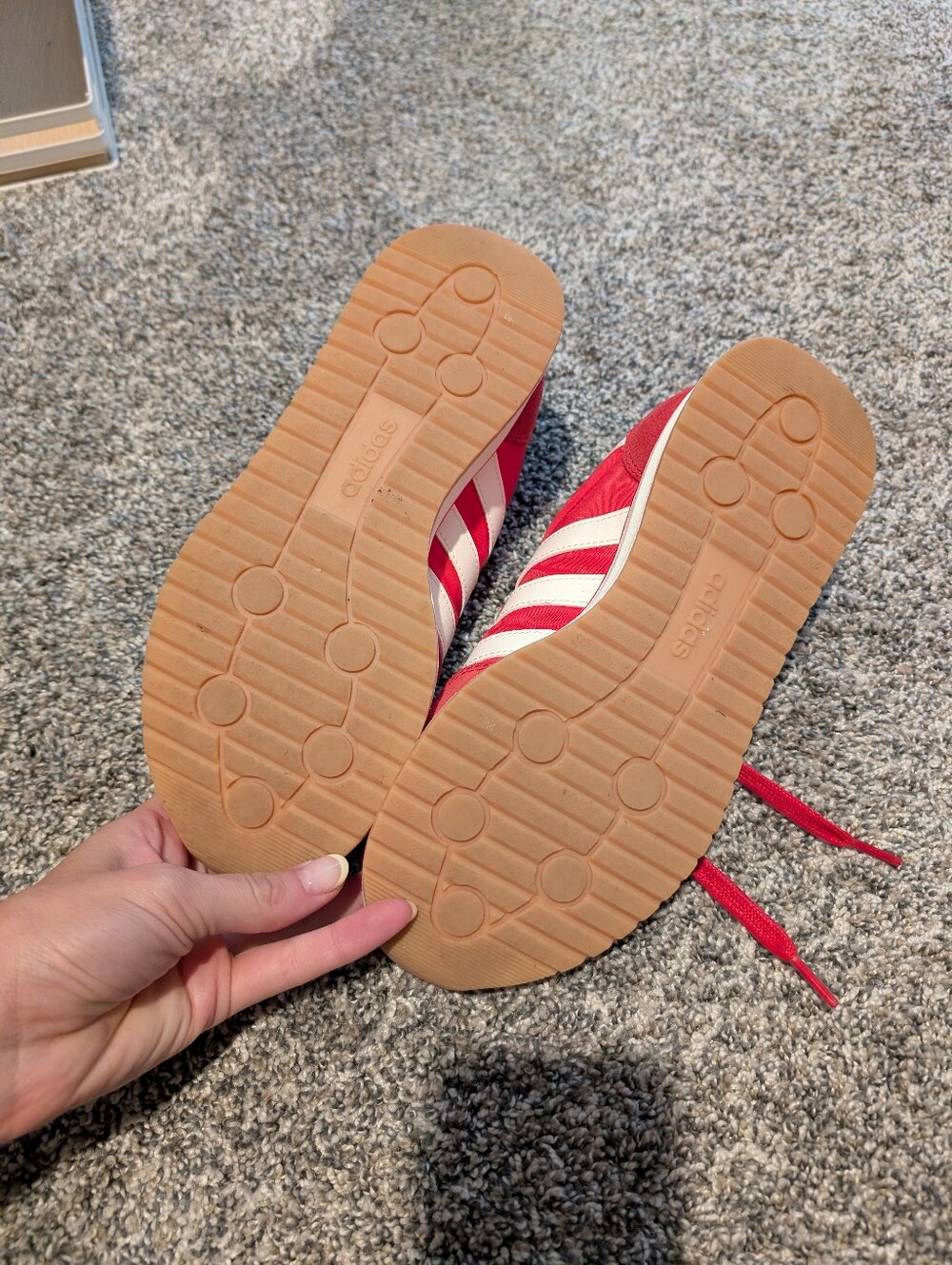 Adidas Red Retro-Style Low Top Sneakers with White Stripese - Picture 4 of 4